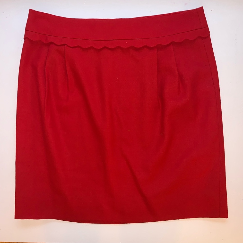 J Crew red mini skirt